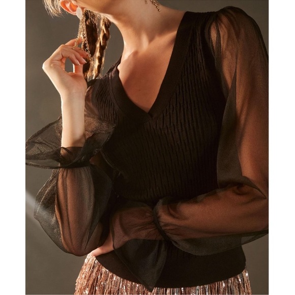 Maeve sheer sleeve sweater XL new without tags - Picture 3 of 6